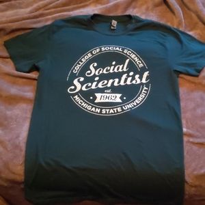 NWOT MSU Social Scientist tee XS green + white